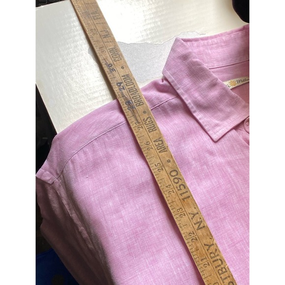 Peter Millar Linen Short sleeve button up shirt Pink 29x24 - Picture 5 of 10